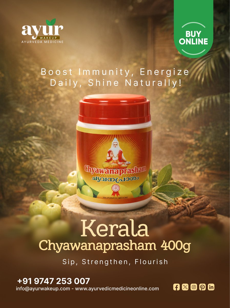AyurWakeup's tweet image. Boost your immunity naturally with Kerala Chyawanaprasham 400g from Ayur Wakeup Ayurveda Medicine 🌿
ayurvedicmedicineonline.com/product/chyawa…
📞 +91 9747 253 007
🌐 ayurvedicmedicineonline.com
#Chyawanaprasham #AyurvedicMedicine #NaturalImmunity #KeralaAyurveda #HealthyLiving