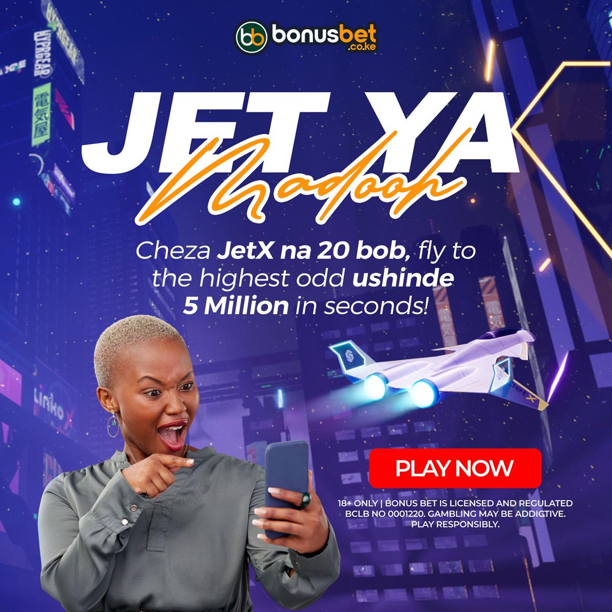 BonusBetKE's tweet image. 🔥🚀 JetX — Play with KES 20 &amp;amp; Win KES 5 Million in Seconds! 💸🎉

Leo ni chance yako ya mega win kwenye JetX Crash Game 😎⚡
Kwa KES 20 tu, unaweza kubadilisha stake ndogo kuwa hadi KES 5,000,000 ndani ya seconds! 🏆💥
🎯 How to Play:

Bet low, win big on JetX 💸

Watch the