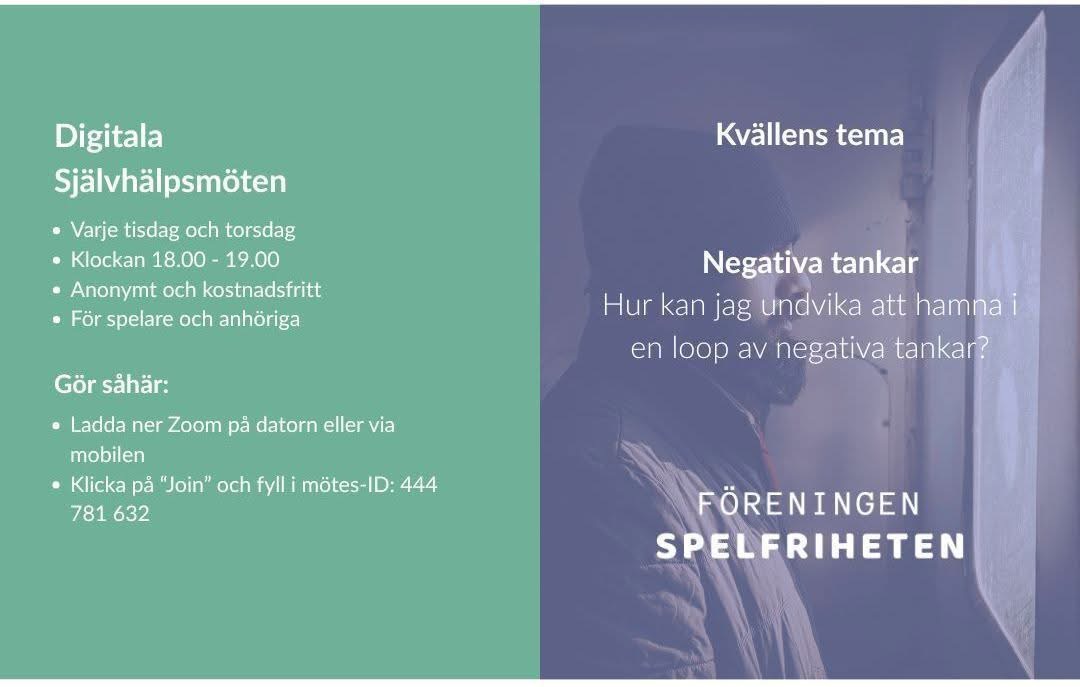 Kvällens tema - Negativa tankar - Hur kan jag undvika att hamna i en loop av negativa tankar?

Tillsammans skapar vi igenkänning och hopp för spelare och anhöriga.

Välkommen in. 🤗

#spelberoende #anhörigstöd
#självhjälp #hjälptillsjälvhjälp