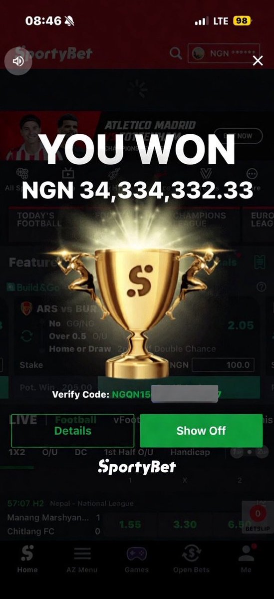 JAYwnaq's tweet photo. Waking up to see I won from flex 1 with huge stake last night 
God is soo good 
34M boom 💥 

Giveaway, like and retweet then drop id under for 50k funding . https://t.co/JDBp5FVVOR