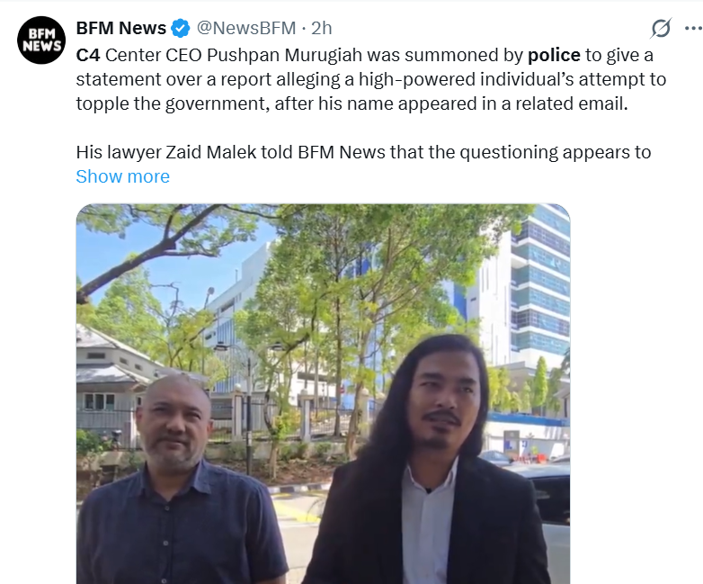 #Malaysia: Extremely worrying that in the last 24 hours the <a href="/anwaribrahim/">Anwar Ibrahim</a> government has targeted at least two civil society organisations - BERSIH and C4 - for their activism. This is clearly an effort to intimidate &amp; silence them and must stop!