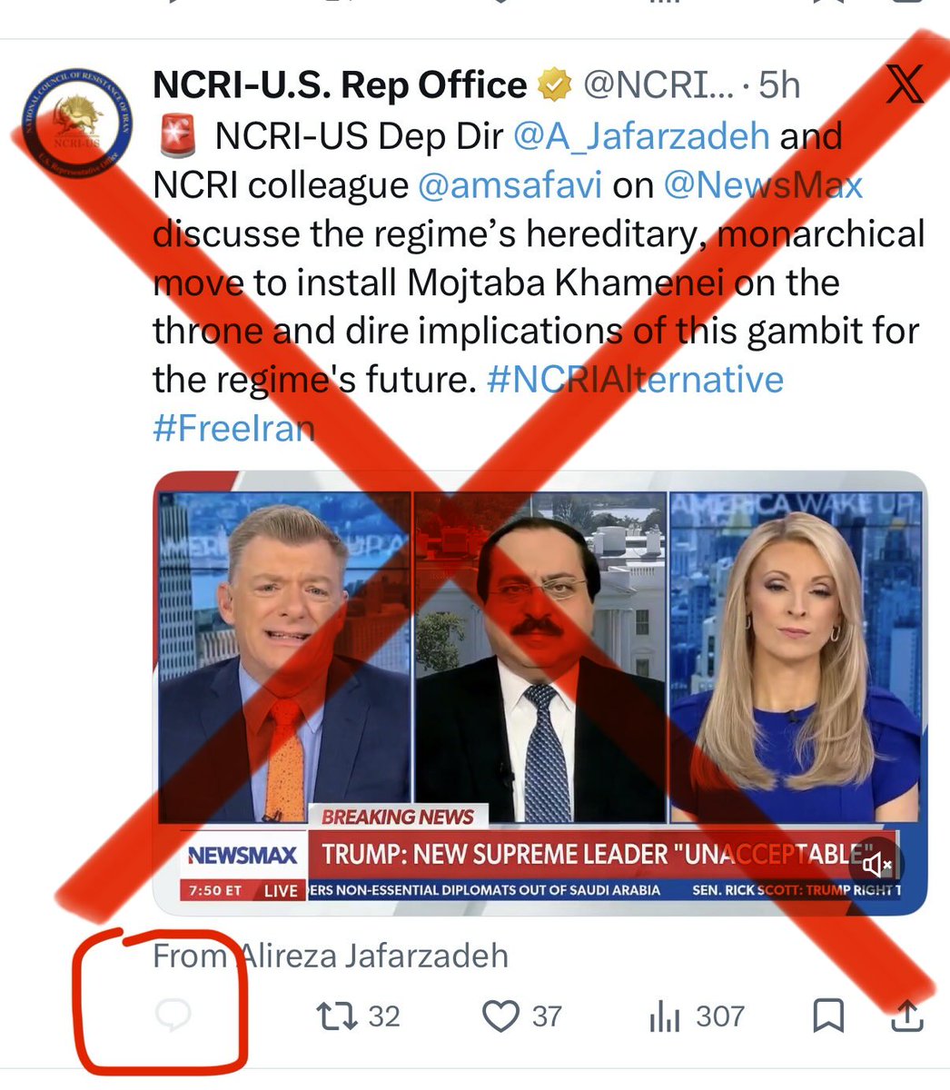 IR1404US47's tweet photo. Really that’s why comment section is closed? Democratic in your cult maybe
#JavidShah
#KingRezaPahlavi
#MaryamRajaviTerrorist
#MEKTerrorist
#RajaviCult
#MEKCult
#MaryamRajaviCultLeader
#HypocriteRajavi
#RajaviTraitor
#MEKMonafegheen
#MaryamRajaviMonafeg
#NoToMEK
#RajaviDictatorship
#MEKChildAbuse
#RajaviForcedDivorce