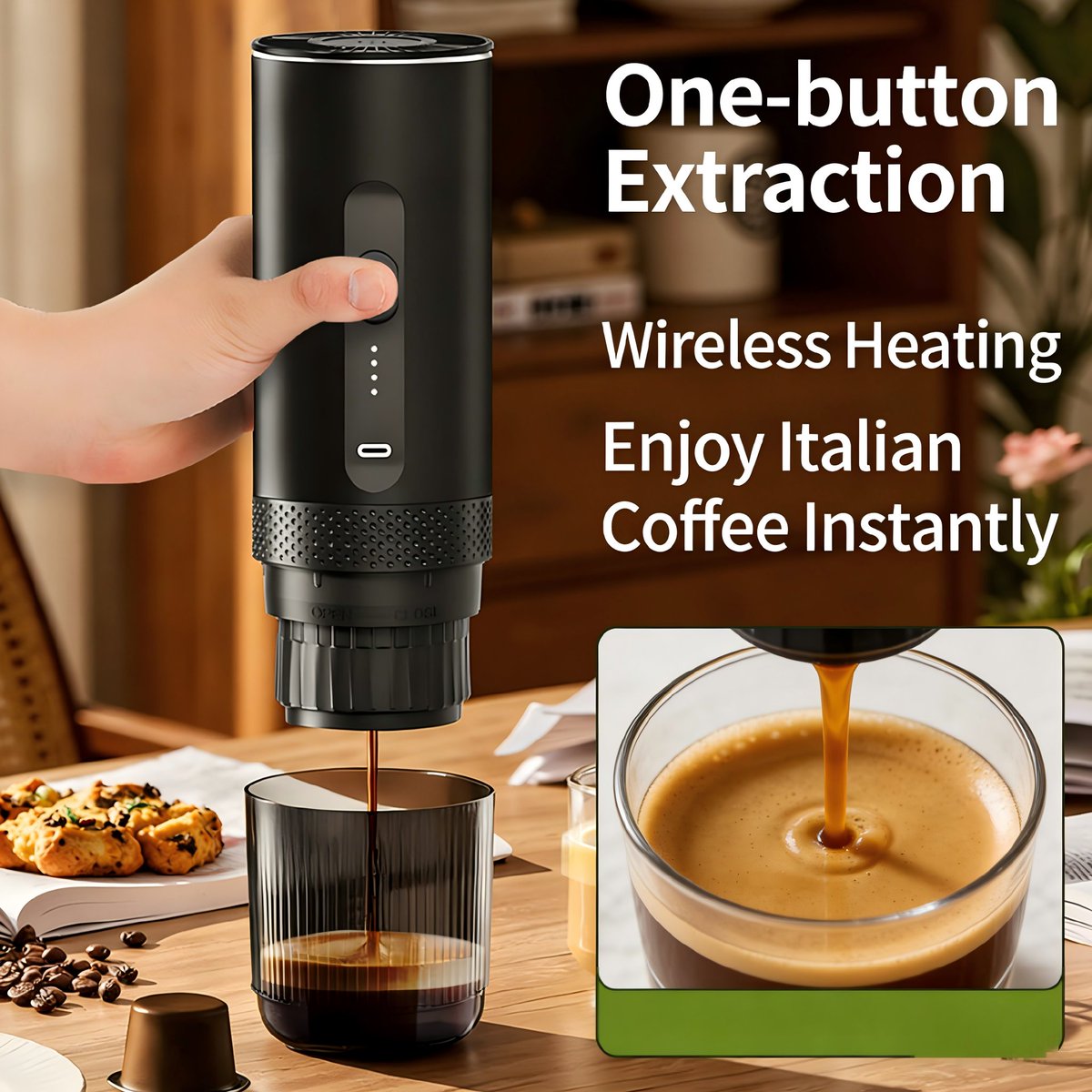 MINJIAN338's tweet image. ⚡ 7500mAh battery = 200+ cups wireless!  Our CM-2588 portable coffee maker: ✓ 15Bar rich crema ✓ Grounds OR pods ✓ Stainless steel tank ✓ 3hr fast charge  No outlet? No problem.   Taste freedom today. 🔋☕  #CoffeeLover #TravelEssentials #portablecoffee