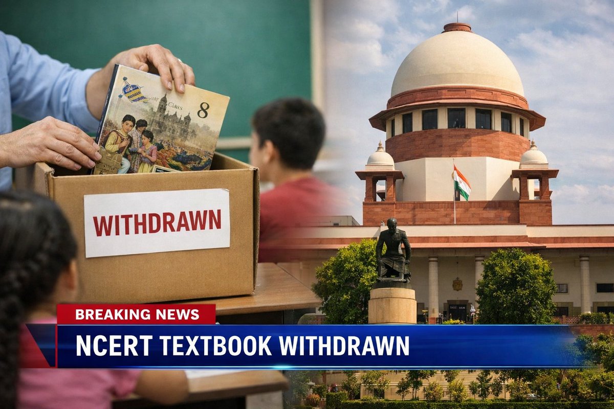 GujaratBuilds's tweet photo. 🚨 NCERT Withdraws Class 8 Textbook, Issues Unconditional Apology to Supreme Court

•The council also issued an unconditional apology to the apex court during the proceedings.
• Authorities confirmed the content will now be reviewed and revised. https://t.co/5XvS04ex6a