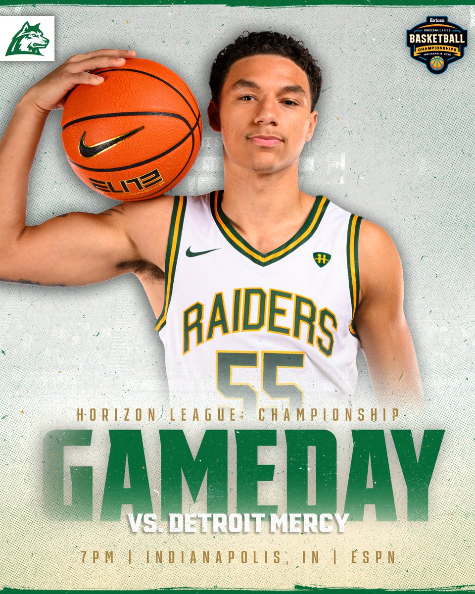 𝐂𝐇𝐀𝐌𝐏𝐈𝐎𝐍𝐒𝐇𝐈𝐏 𝐆𝐀𝐌𝐄𝐃𝐀𝐘! 🏆 👀
 
🆚 No. 3 Detroit Mercy
⏰ 7 p.m.
🏀 #HLMBB Championship 
📍 Indianapolis, IN | Corteva Coliseum 
🎟️ bit.ly/HLTuesday
📺 ESPN
📻 101.5 FM 'The Fridge' / WING 1410 AM
#RaiderUP | #RaiderFamily