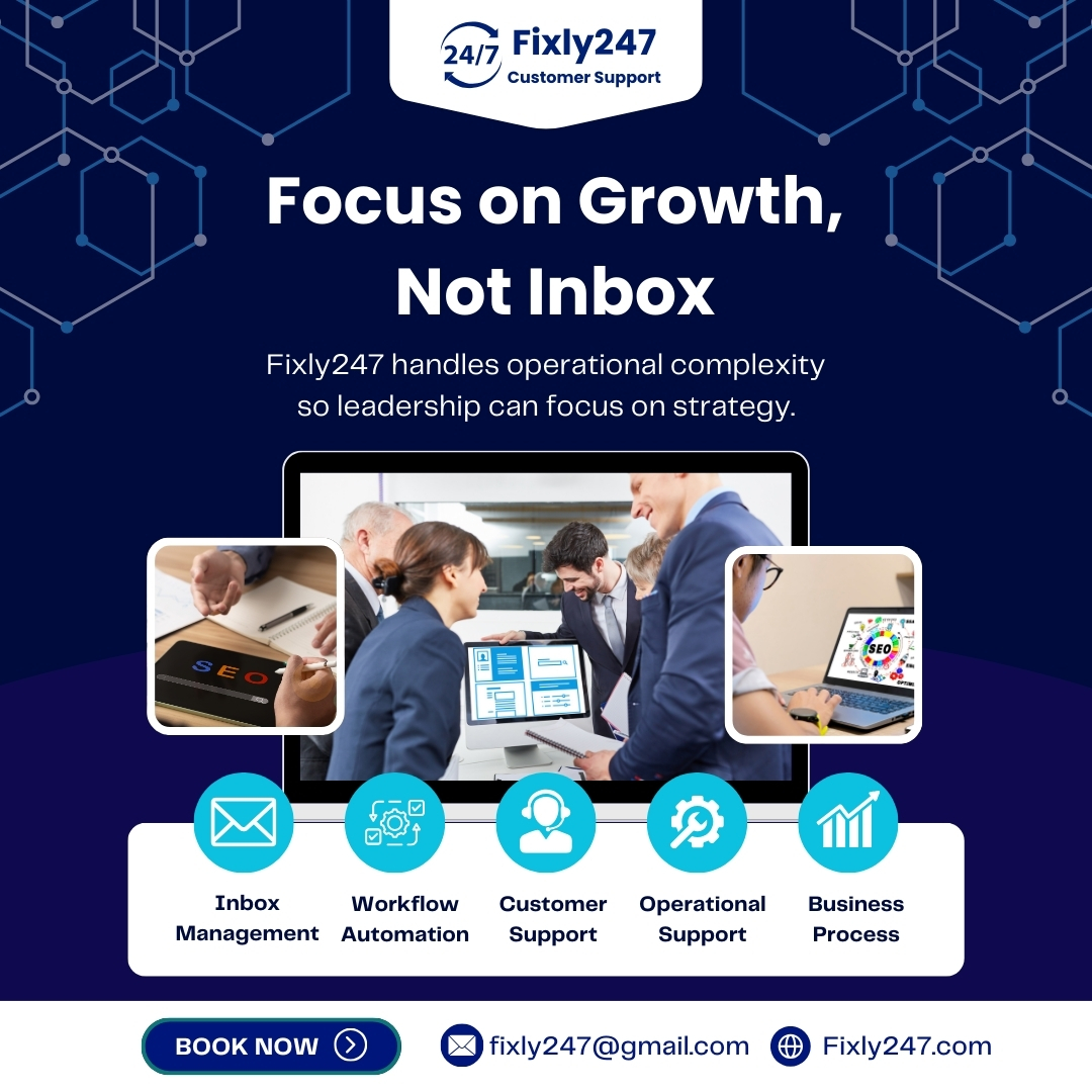 Fixly247's tweet photo. Business leaders should focus on growth, not inbox management.

Fixly247 handles operational complexity so leadership can focus on strategy.

#LeadershipFocus #Fixly247 #BusinessGrowth #OperationalExcellence #SmartOperations https://t.co/dUvE3TDWJp