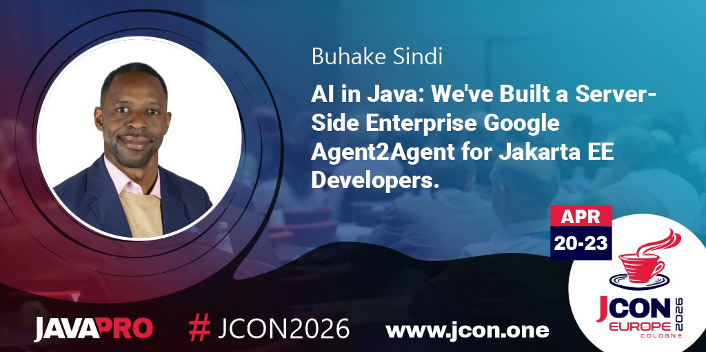 jcon_conference's tweet image. Excited for #JCON EUROPE 2026? See @elitegentleman at #JCON2026 in Cologne talking about 'AI in #Java: We've Built a Server-Side Enterprise #Google Agent2Agent for #Jakarta EE Developers.'

#AI agent #development is now more prominent in enterprise and #cloud …

🎟️