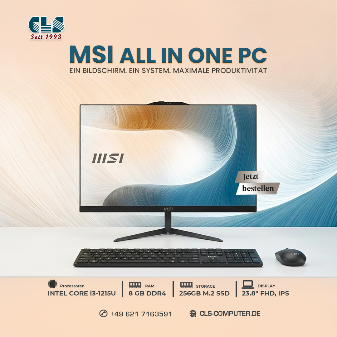 cls_computer's tweet image. 🖥️ CLS Computer präsentiert: MSI All-in-One PC – stilvolles Design kombiniert mit starker All-in-One-Performance.

🛒 jetzt erleben: cls-computer.de/all-in-one-pc-…

#CLSComputer #AllInOnePC #Desktoppc #OfficePC #HomeOfficeSetup #BusinessPC #Produktivität #ComputerSetup