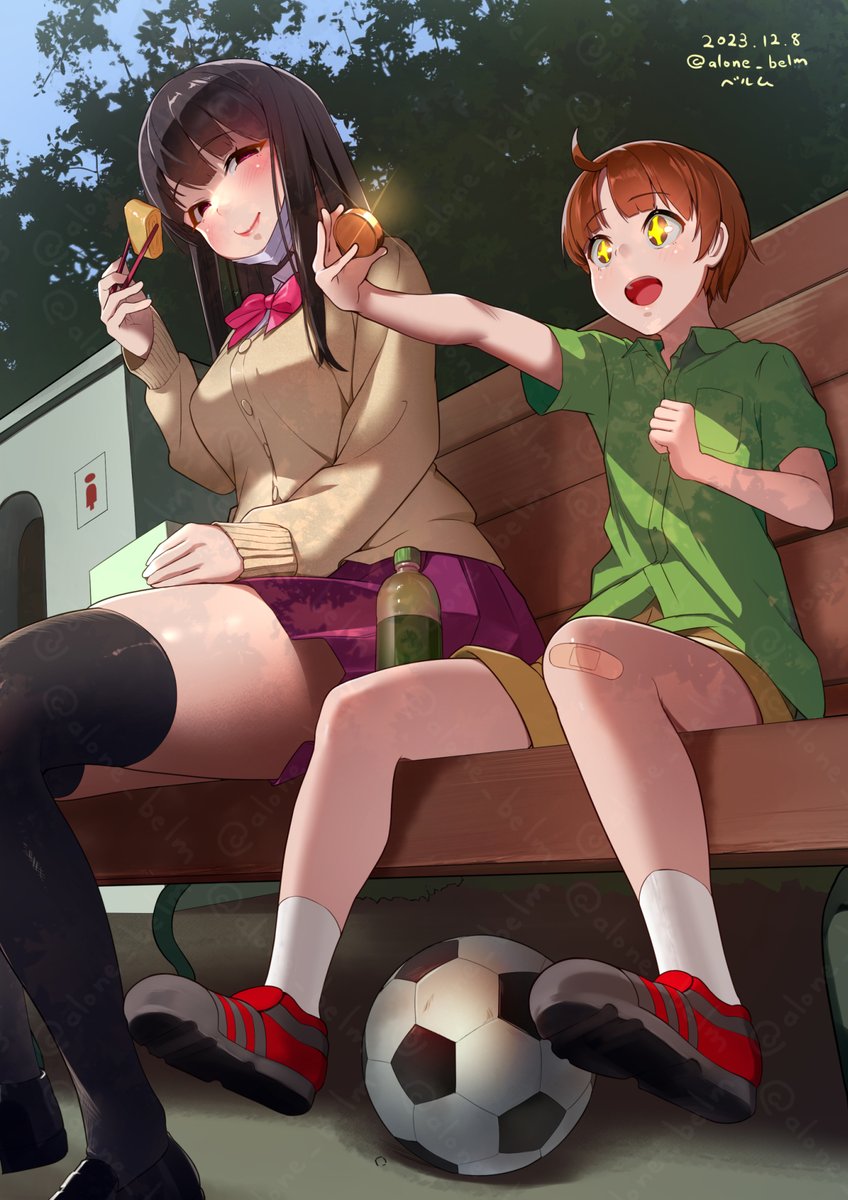 【過去絵再掲】
「フフ…そんなに喜んでくるとお姉ちゃんも嬉しいよ～…あ!そうだ。今日ってまだ帰らなくて大丈夫?お姉ちゃん、お家にもっと珍しいメダル持ってるんだけど…見にこない?」 