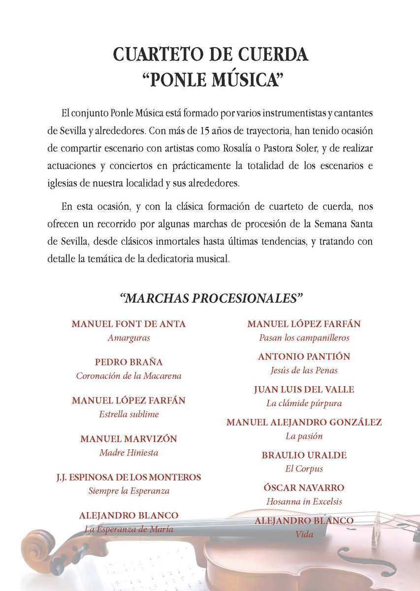 AdepaSevillaHca's tweet photo. CONCIERTO BENEFICO REAL PARROQUIA SANTA MARIA MAGDALENA.
Reseva de entradas: reservasconciertos@colegiobuenpastor.es reservasconciertos@stmaryschool.es https://t.co/lNyc6EUipm