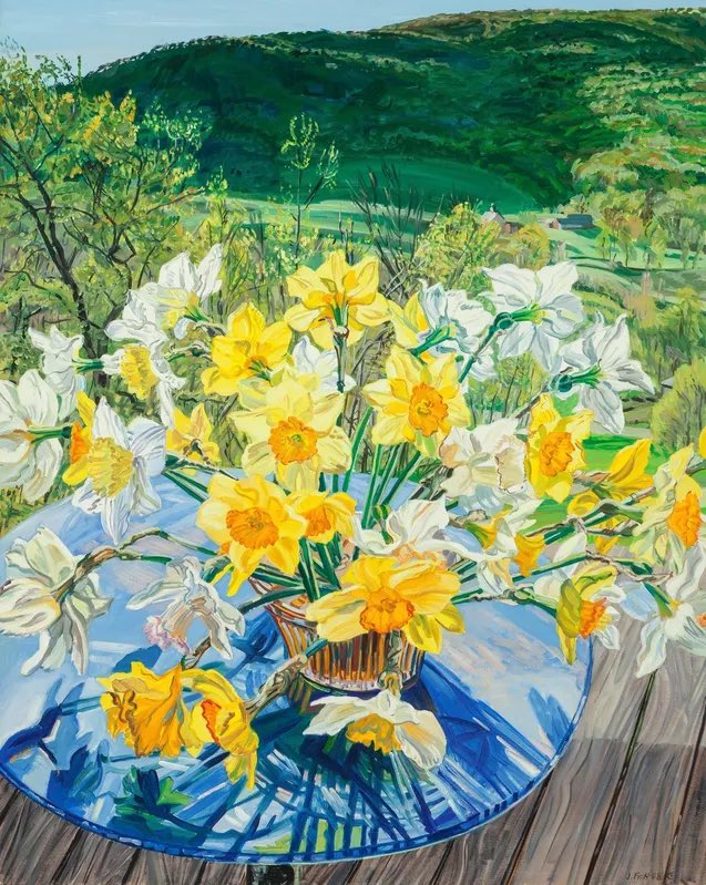 ArtGuideAlex's tweet photo. Daffodils and Spring Trees 1988 #JanetFish https://t.co/EOOqYUM47h