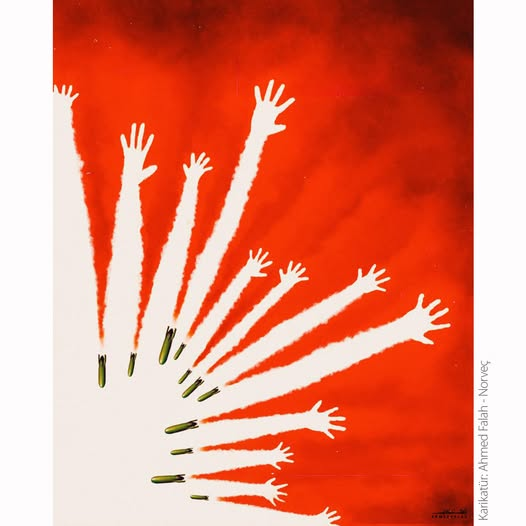 Çocukları kurtarın! - Soykırımı durdurun! - Savaşı durdurun!
Save the children! - Stop genocide! - Stop the war!
Karikatür: Ahmed Falah - Norveç
#war #bombs #hamas #children #israel #stop #genocide