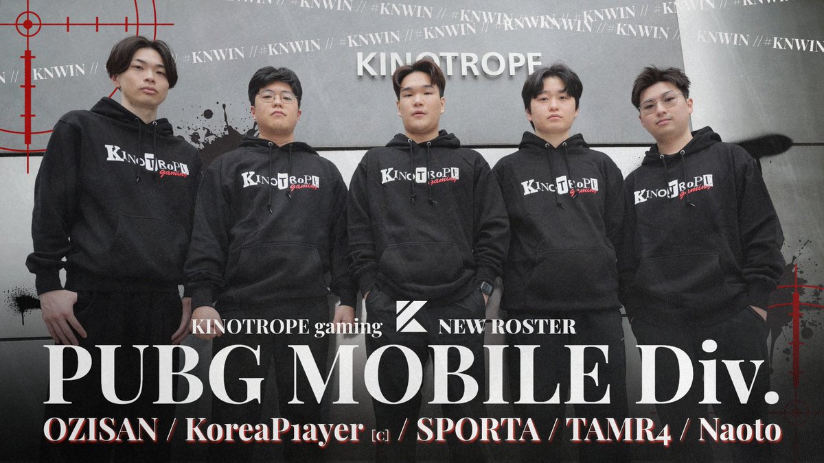 KINOTROPEgaming's tweet photo. KINOTROPE gaming - PUBG MOBILE Div.
▷▷NEW ROSTER
⠀⠀⠀⠀
–Roster–
OZISAN / @SLZOZISAN
TAMR4 / @koiking02
Naoto / @RtyG_ 🆕
SPORTA / @SPORTA_K 🆕
⠀⠀⠀⠀
–Coach–
KoreaP1ayer / @KoreaP1ayer 🆕
⠀⠀
再び頂点に立つため、共に歩む仲間が集いました。
#KNWIN #PUBGMOBILE https://t.co/4o0Jdxat7R