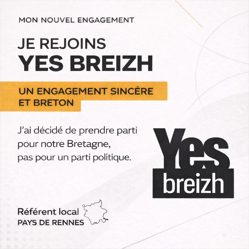 SophianSo's tweet photo. Aujourd’hui, j’ai décidé de m’engager.

Pas pour un parti. Pas contre qui que ce soit.
Mais pour la Bretagne.

Si une décision concerne la Bretagne, elle doit être prise en Bretagne.

Je rejoins @yes_breizh 
👉 Rejoignez le mouvement.

#YesBreizh #Bretagne #Dévolution #Rennes https://t.co/a5DmRuGDR2