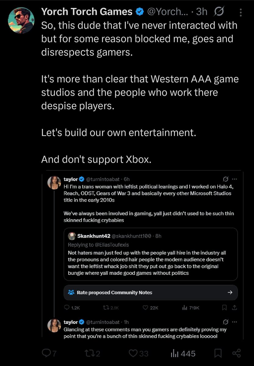 Let me just correct you on a couple of things @yorchtorchgames.
You're the disrespectful one, as shown within the first 3 words.
You're not a gamer, as shown by your steam profile.
You can't build anything, shown by the use of AI. <a href="/turnintoabat/">taylor</a> has made much more successful games