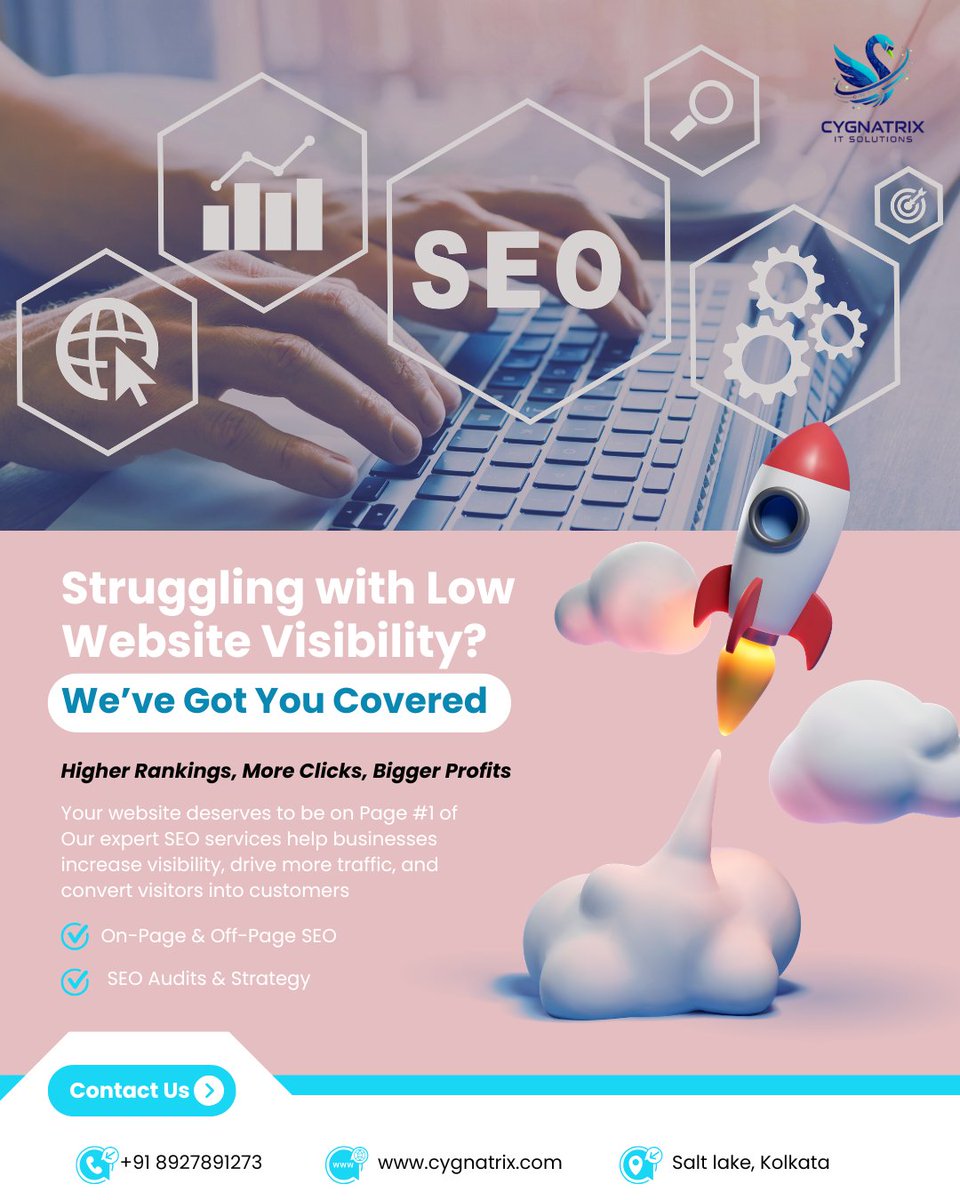 cygnatrix's tweet photo. 🚀 Boost Your Website Visibility with Expert SEO
Struggling to rank on search engines? Our SEO strategies help your business achieve higher rankings, more traffic, and better conversions.
#SEO #SearchEngineOptimization #DigitalMarketing #WebsiteGrowth #OnlineVisibility https://t.co/9wwQIETUPz