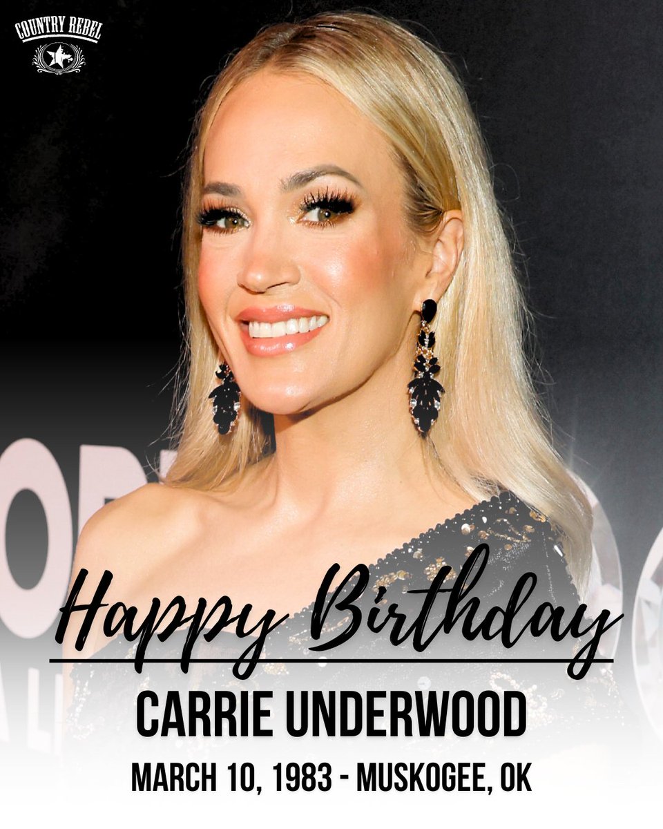 countryrebel's tweet photo. Carrie Underwood was born in Muskogee, Oklahoma, on this day in 1983. She turns 43 today! 🎉

Carrie rose to fame after winning "American Idol" in 2005. She quickly became one of country music's biggest stars.

In 2025, Carrie brought things full circle by returning to "American Idol" to be a judge. She still serves in the role today.

Join us in wishing this "All-American Girl" a wonderful birthday! 💜