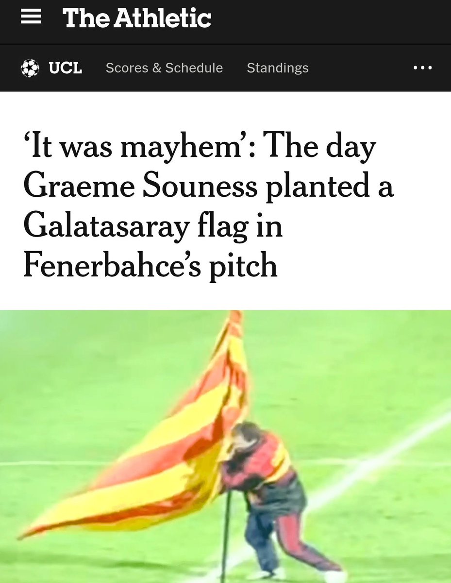 forzacimbom's tweet photo. 🗞️ The Athletic: "'Graeme Souness'in Fenerbahçe sahasına Galatasaray bayrağı diktiği gün!"

https://t.co/QVdQBGtlKq https://t.co/zKCHsKnhis