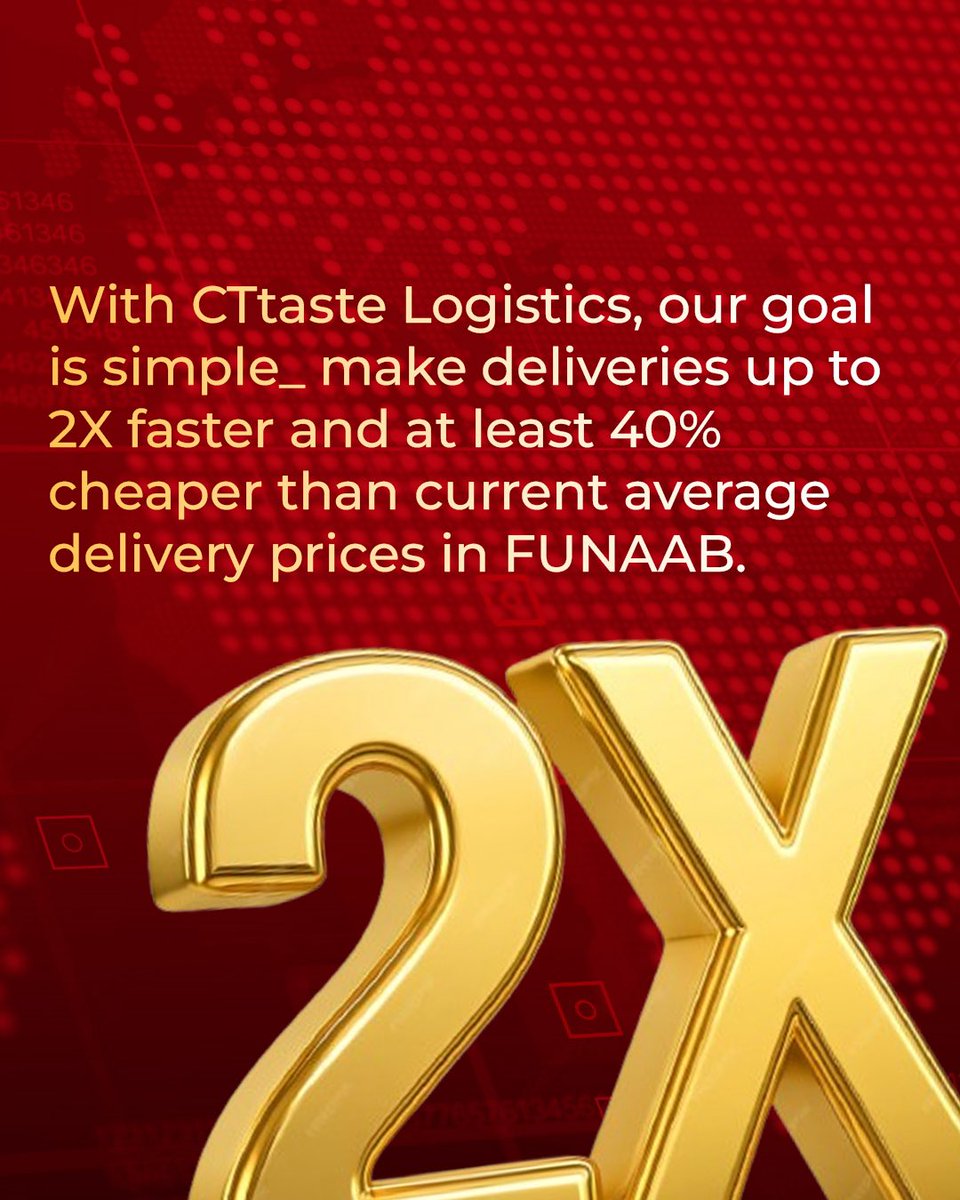 ct_taste's tweet image. FOOD DELIVERY JUST GOT A MAJOR UPGRADE ON CAMPUS! 🔥

CTtaste is no longer just a food ordering platform…
We now operate our own structured logistics system right here in Funaab.

#cttatse #fooddelivery #restaurant
#funaab #foodvendor