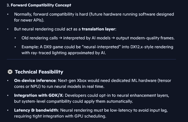 blueisviolet's tweet image. Forward compatibility that will be one of the Helix and Xbox OEM stronger point, 
Helix will have FC with neural option and evolution of previous Xbox already have BC 
😎this is my thought on FC on Xbox Helix helped by my AI companion sidekick, GDKX and system level
#boom