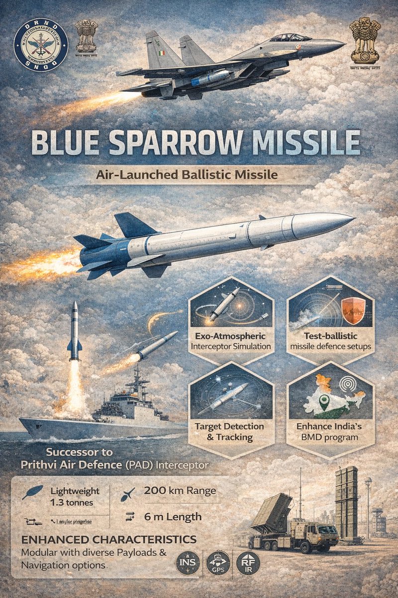 saval_ai's tweet photo. Blue Sparrow Missile is an Israeli air-launched ballistic missile (ALBM) originally designed as a target drone to test Israel’s Arrow anti-missile defense system, now adapted for precision strikes.
#BlueSparrowMissile #SavalAI #SavalApp