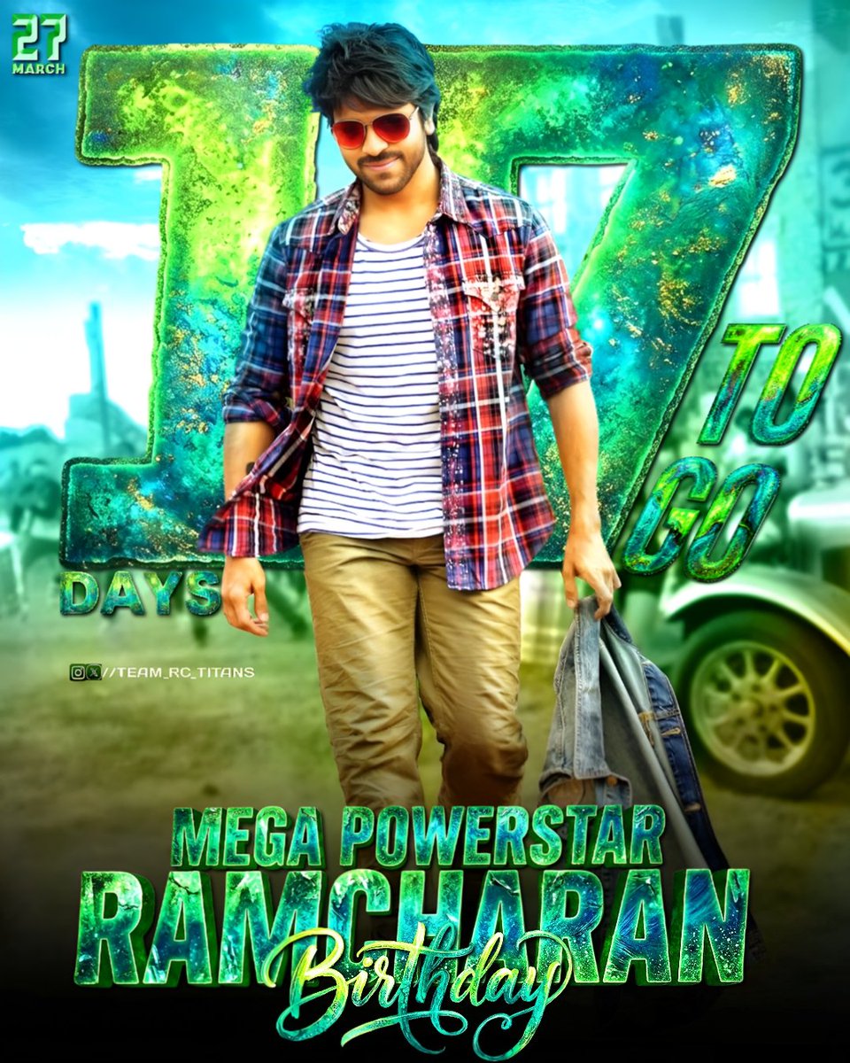 Team_rc_titans's tweet photo. The Roar of the Mega Powerstar is Just 17 Days Away ❤️‍🔥
#RamCharanBirthDay 

#PeddiOnApril30 #Peddi https://t.co/lpluXYmMh6
