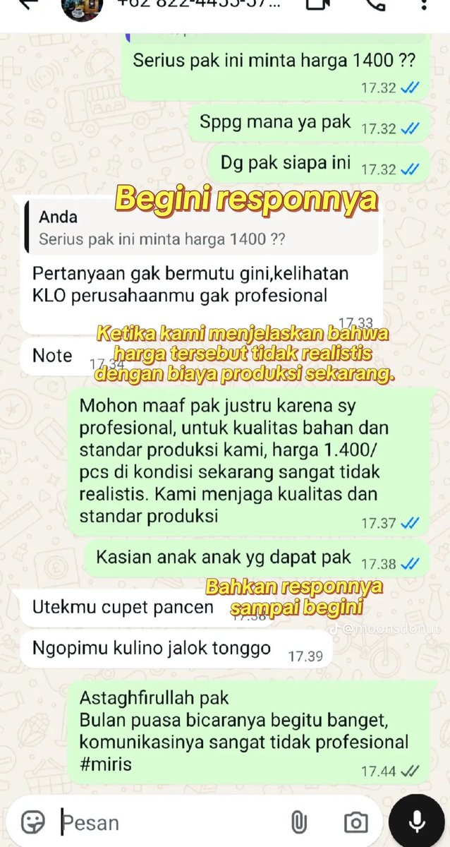 🚨MBG Core

Bu Nanik! Bu Nanik! (Wakil Kepala BGN)

Liat nih Bu kelakuan SPPG nya nih....

- Nawar kemurahan
- Plus "ngata-ngatain": Ngga professional dan nuduh yang tidak tidak.

Adabnya nih Bu...

Credit to moonsdonut on TikTok