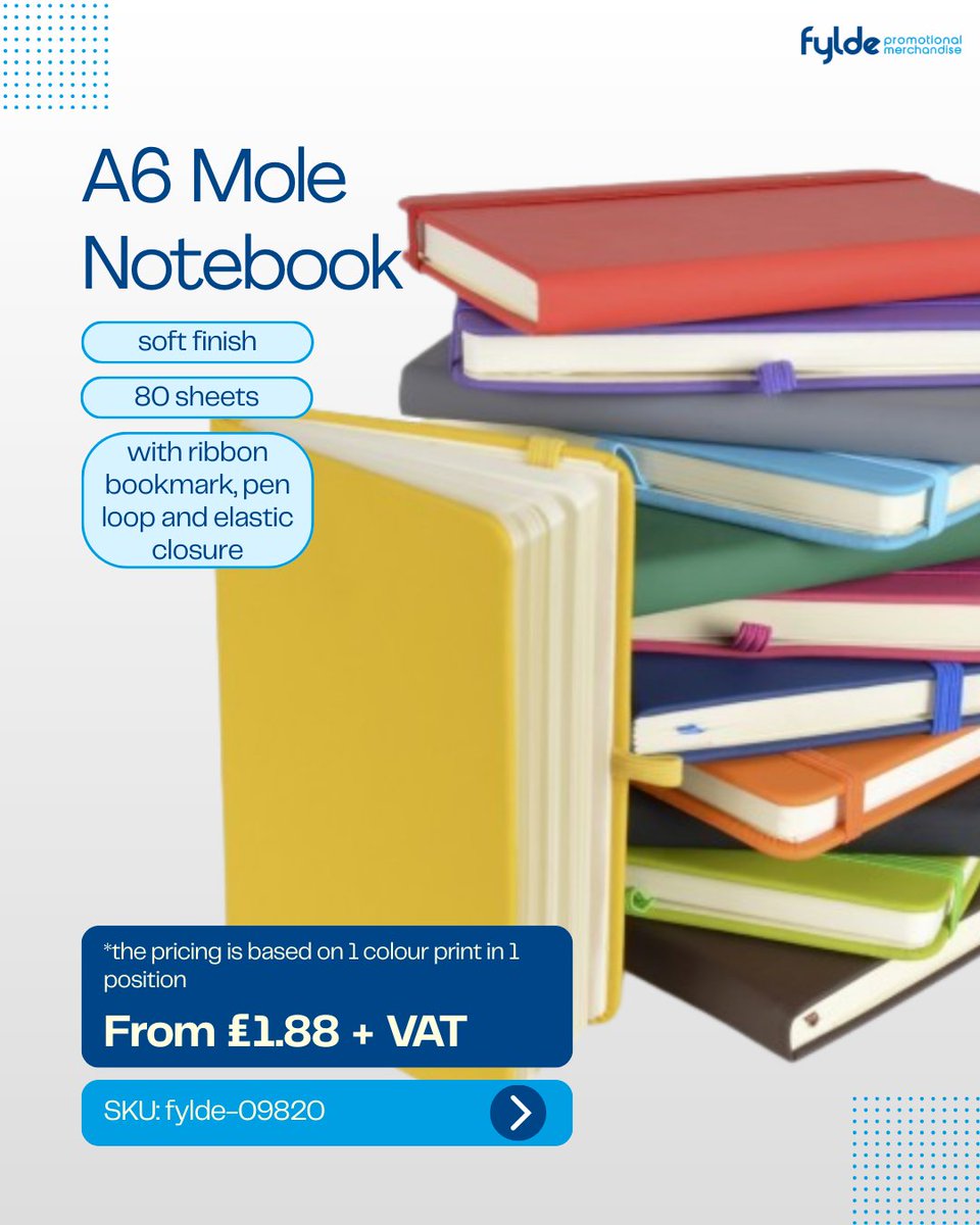 FYD_Merchandise's tweet image. Small notebook. Big brand impact. 📓
Perfect for everyday notes and brand visibility.

👉 Request a quote today.

#BrandedNotebooks #PromoProducts #BrandVisibility #UKBusiness #CorporateGifts #FyldePromotionalMerchandise