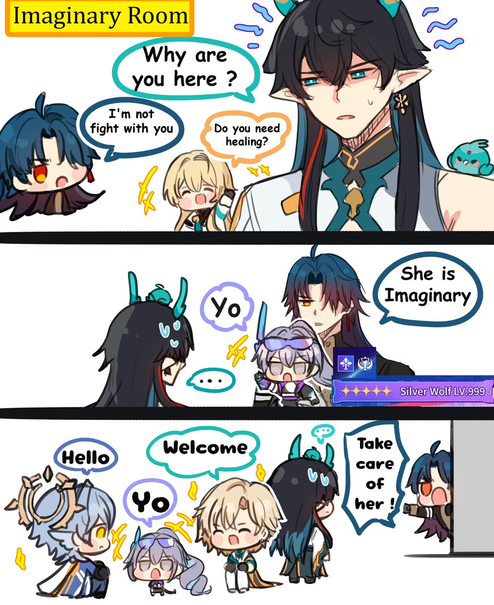 Welcome to Imaginary 😅
#hsrcreators #honkaistarrail #Planarcadia #SilverWolfLV999 #danheng #blade #sunday #aventurine #xiao ? #silverwolf #luocha 