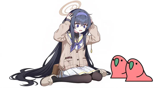 #ネットミームに侵食されたブルーアーカイブ ウイ「ゼェゼェ……ど、どうしよう…このクネクネする鳥(?)いつまでもついてくる……」
