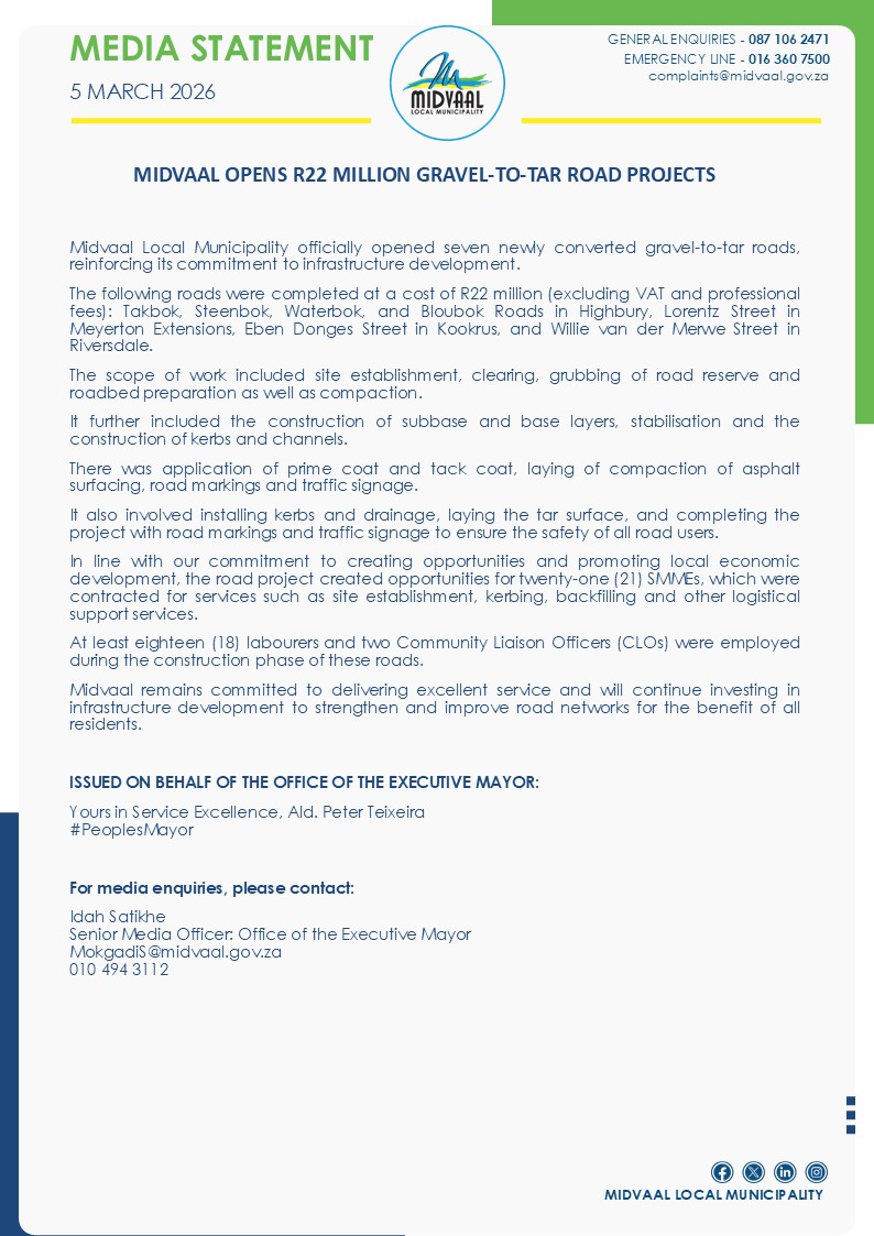 Midvaal Local Municipality tweet media