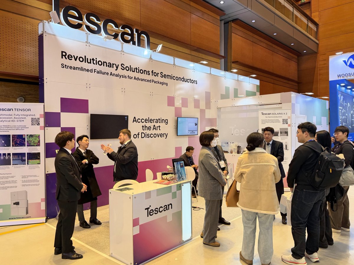 tescan_group's tweet image. Tescan showcased its #FIBSEM solutions at #SEMICON Korea 2026 for semiconductor #FailureAnalysis, process development, and #AdvancedPackaging. If improving your FA workflow, which step is most challenging to keep repeatable: localization, sample prep or correlation?
#SEMICONKorea