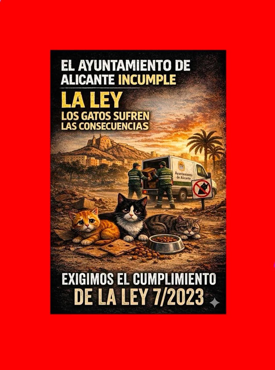 AcofalX's tweet photo. QUIEREN SACAR A TODAS LAS COLONIAS FELINAS DE LOS PARQUE Y JARDINES DE ALICANTE Y LOS ESTÁN DEJANDO SIN COMIDA NI AGUA.
Además de incumplir las Leyes de Protección animal, se permiten maltratarlos.
Esto es lo que hace nuestro Ayuntamiento de Alicante https://t.co/8y785wSG2G