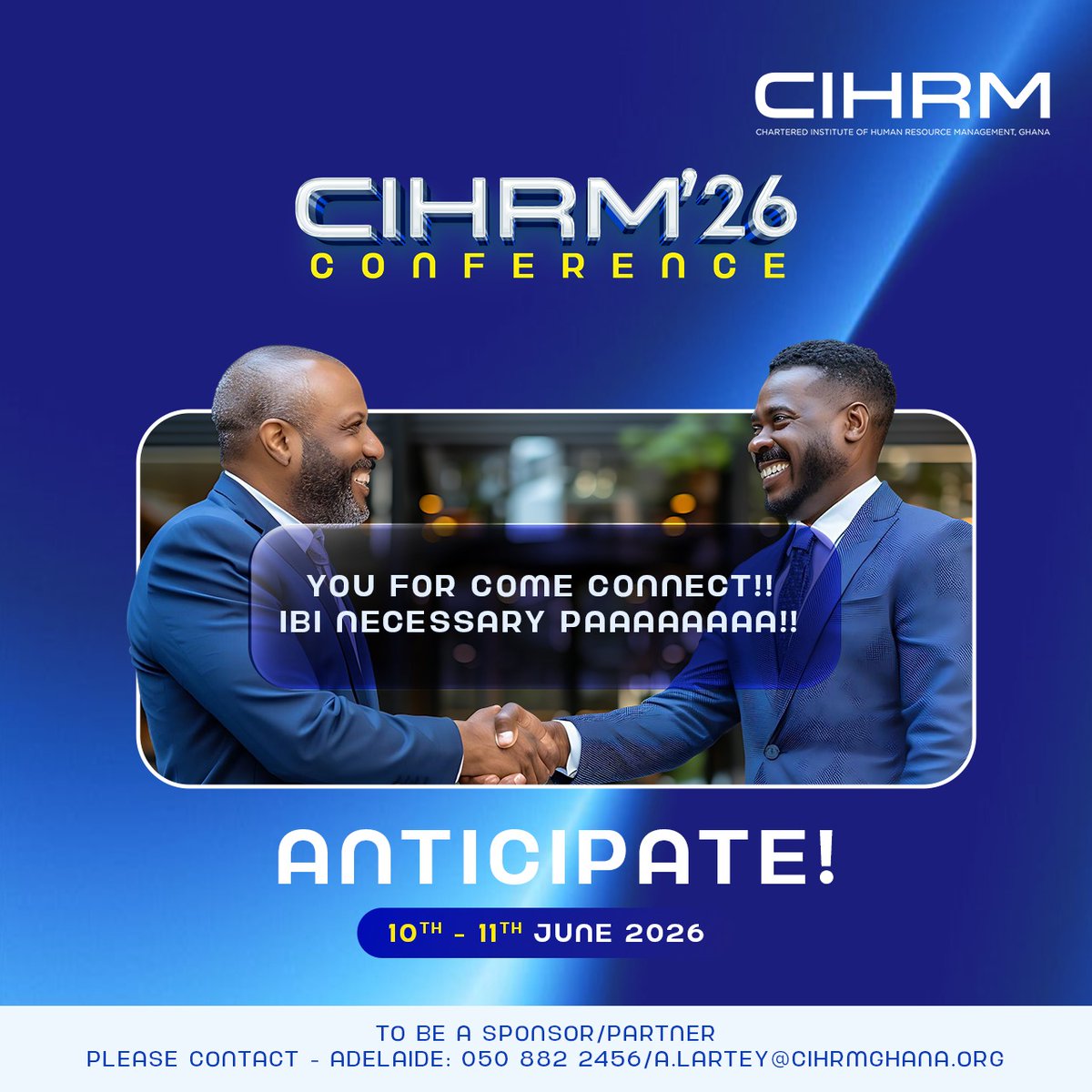 Beyond the learnings &amp; insights, there’s one thing you can't miss; the CONNECTIONS.

How are you even in HR if you don’t have colleagues
you can call to bounce ideas off?

U for come connect! It's non negotiable !!

10th – 11th June.

CIHRM'26

Anticipate 👌👌👌