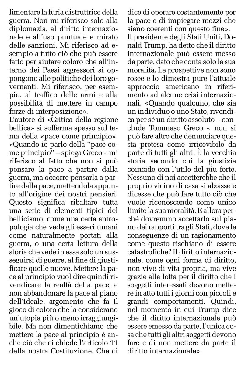 togreco's tweet photo. Se il diritto internazionale è in crisi è per responsabilità di chi lo assassina ma anche di chi non lo difende, pur avendone l’obbligo.
Una breve intervista uscita oggi su #ildubbio. Grazie a Gennaro Grimolizzi. https://t.co/u80BvFzI1K