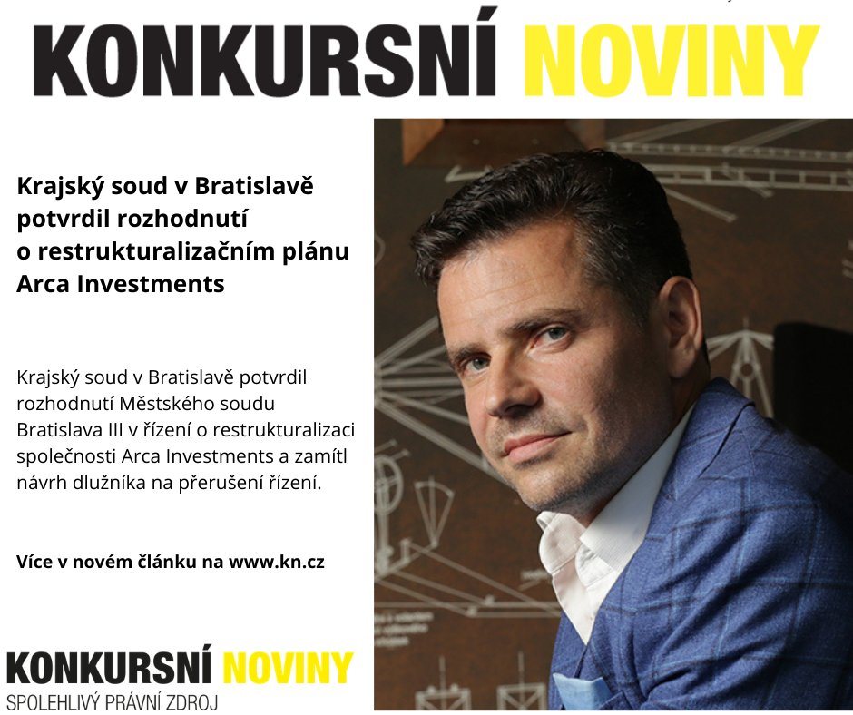 Arca Investments: konkurz je definitivní.

Krajský soud v Bratislavě potvrdil rozhodnutí o restrukturalizačním plánu a zamítl návrh na přerušení řízení. Slovenská větev jedné z největších insolvencí v regionu tak pokračuje.

kn.cz/krajsky-soud-v…

#ArcaInvestments #insolvence