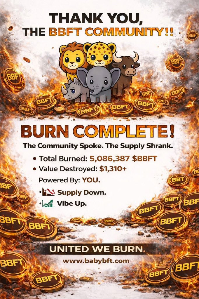 VengieZim's tweet photo. 🔥🔥🔥

* The Goal: Crushing supply, driving scarcity, and rewarding the diamond hands who make this project happen! 💎🙌

* Verification: View the Burn on BscScan 🛡️https://t.co/zksMWkQnJr

When the community comes together like this, the potential is limitless. 

Supply goes down, the vibe goes UP. 
This is just the beginning for the $BBFT family.

Don’t watch from the sidelines while the community builds the future! 📈🚀

#BBFT #CommunityFirst #CryptoBurn #BSC #Deflationary #ToTheMoon #AltcoinSeason