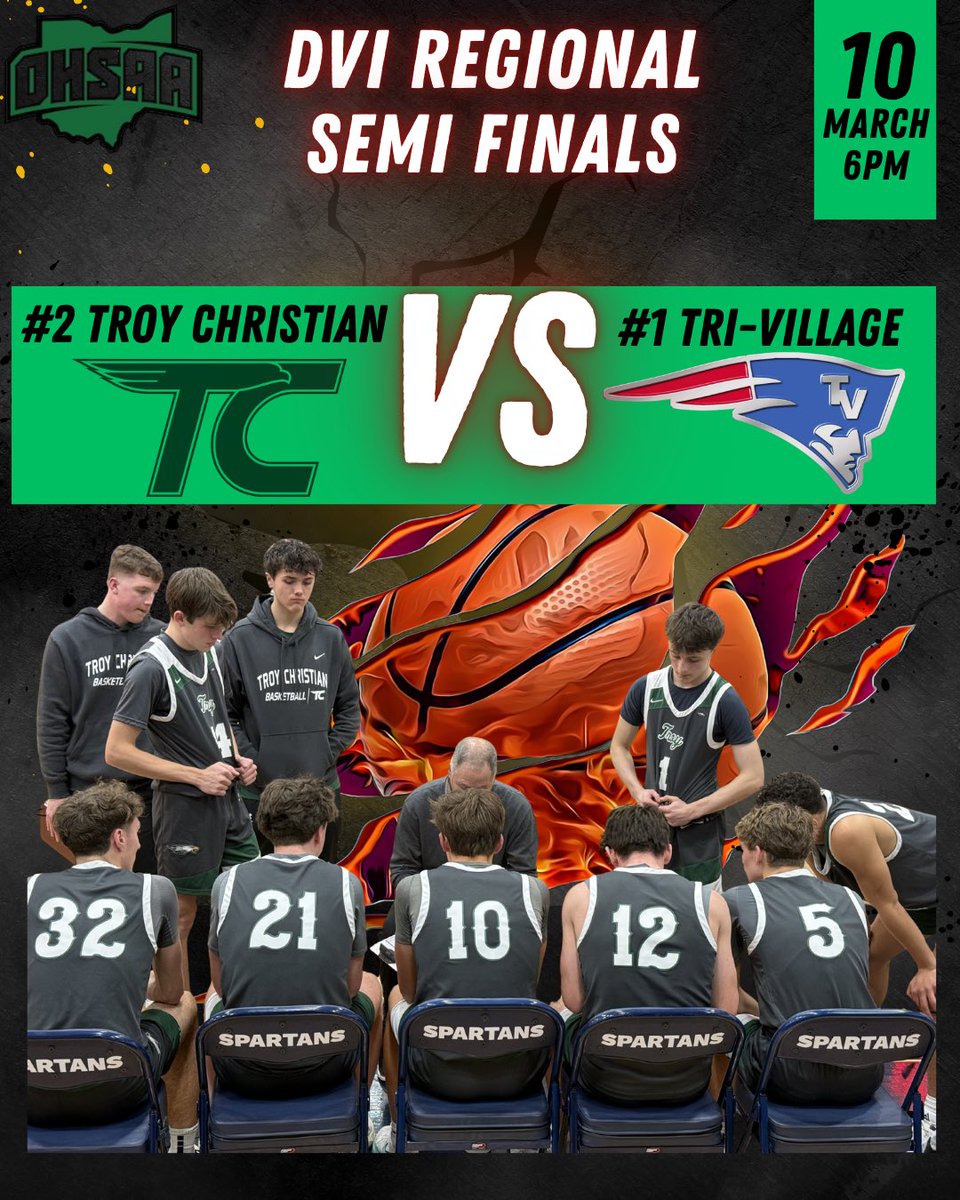 CoachZawadzki's tweet photo. IT’S GAMEDAY, EAGLES 🦅
REGIONAL SEMI-FINALS
#2 Troy Christian Eagles
🆚
#1 Tri-Village Patriots
🗓 Tuesday, March 10
⏰ 6:00 PM
📍 Butler High School
💚 GREEN OUT 💚
Wear your GREEN and pack the stands to support the boys.
Let’s keep the run alive. 🏀⛹🏼
#tchoops #wearetc https://t.co/ggurSWw06e