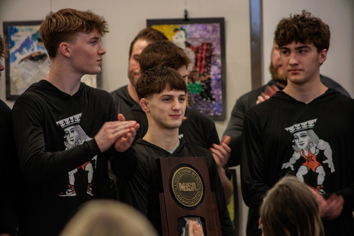STCE_Wrestling's tweet photo. It was an honor being recognized by the @StCharlesD303 Board of Education and Superintendent Paul Gordon last night for our 3rd place finish, Cooper Murray’s runner-up finish, and Dom Munaretto’s 3rd state title. We couldn’t do this without the support! https://t.co/LQQJ1iVbRg