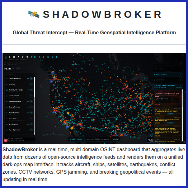 OSINT dashboard for tracking aircraft, ships, and satellites

github.com/BigBodyCobain/…