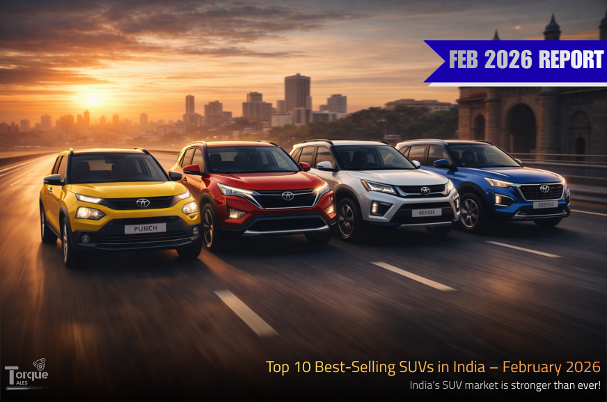 TorqueTales317's tweet image. India’s SUV market remains unstoppable!

Here are the Top 10 Best-Selling SUVs in February 2026 led by Tata Nexon and Punch.

See which models dominated the charts: bit.ly/top-suvs-india 

#TorqueTales #AutoNews #SUVSales #CarSales #IndianCars #IndianCarMarket #IndianSUV