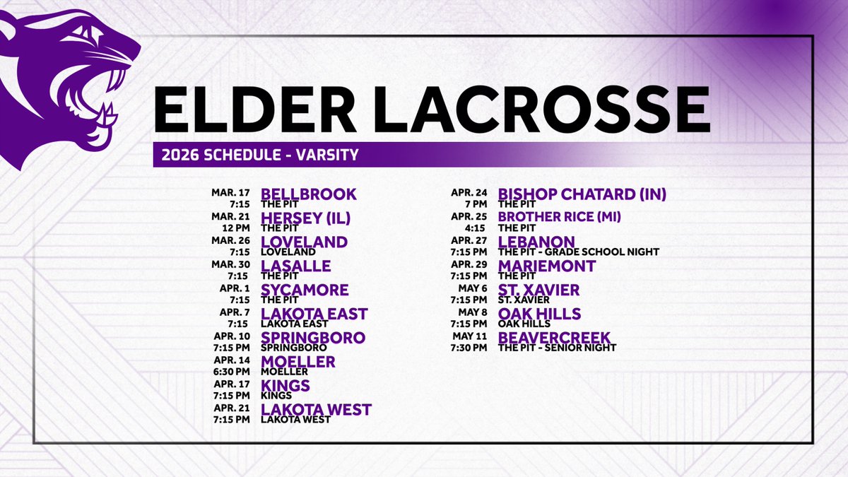 ehsports's tweet photo. The Elder Lacrosse Season starts next Tuesday! Full schedule: https://t.co/MDNVNlarvF
#Altiora https://t.co/kuajbAG8py
