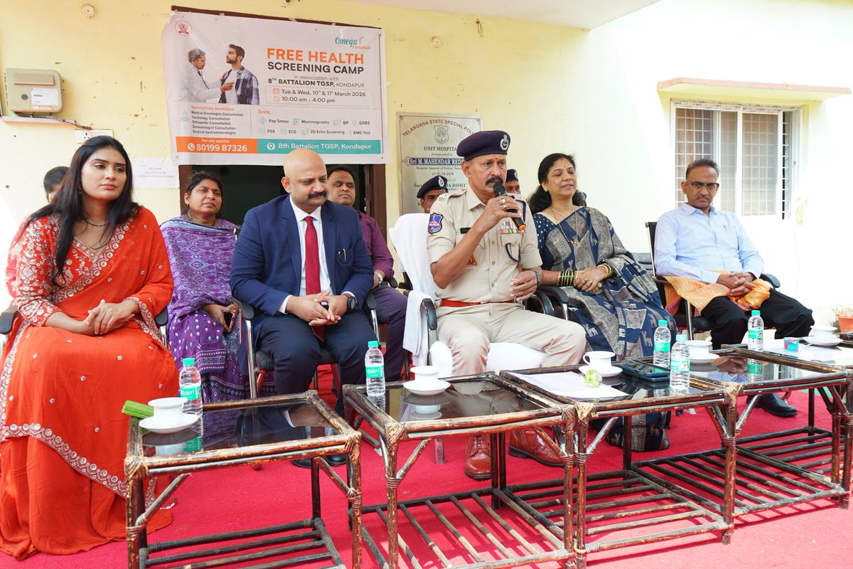 8thBnTSSP's tweet photo. Free Mega Health Camp by Omega Hospital, Gachibowli was conducted at 8th TGSP Kondapur in the presence of Sri M. Ramakrishna, Commandant. During the program, various health check up tests were conducted for police personnel and their family members. https://t.co/DURSWBxfwg