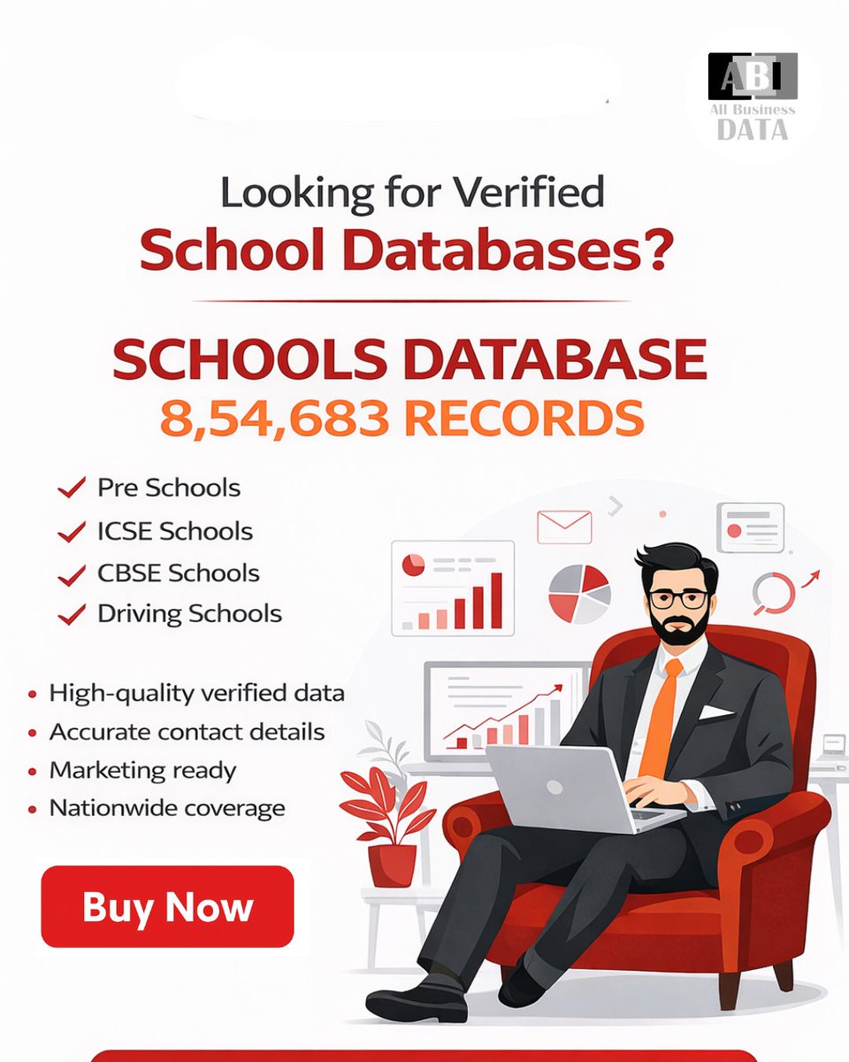 allbusinessdata's tweet photo. From Pre-Schools to CBSE &amp; ICSE schools — access a powerful nationwide database built for marketing success. 📈
.
Contact us: 858590112

#Allbusinessdata #SchoolsInIndia #EducationDatabase #MarketingLeads #IndiaEducation #BusinessMarketing #DataSolutions #LeadGenerationIndia https://t.co/VWeEw48cu7