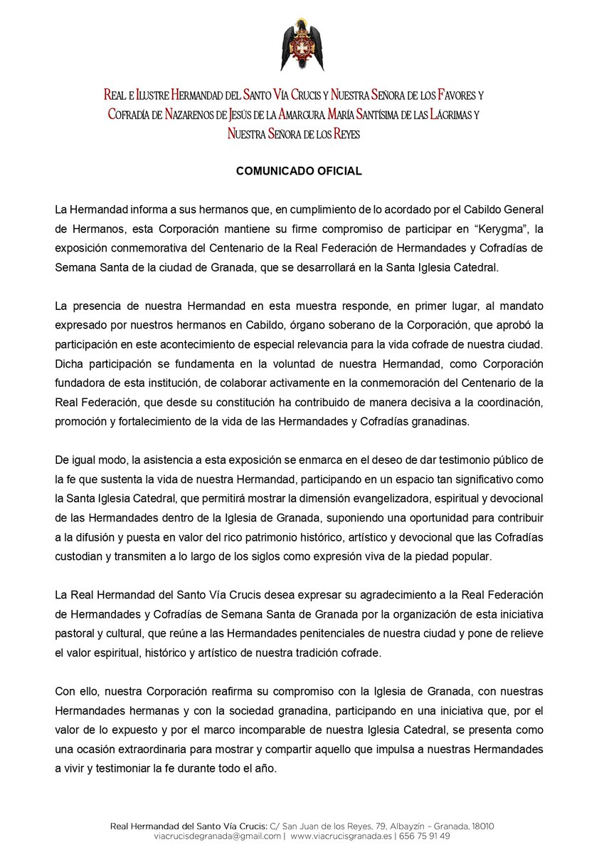 Hermandad del Santo Vía Crucis - Granada tweet media