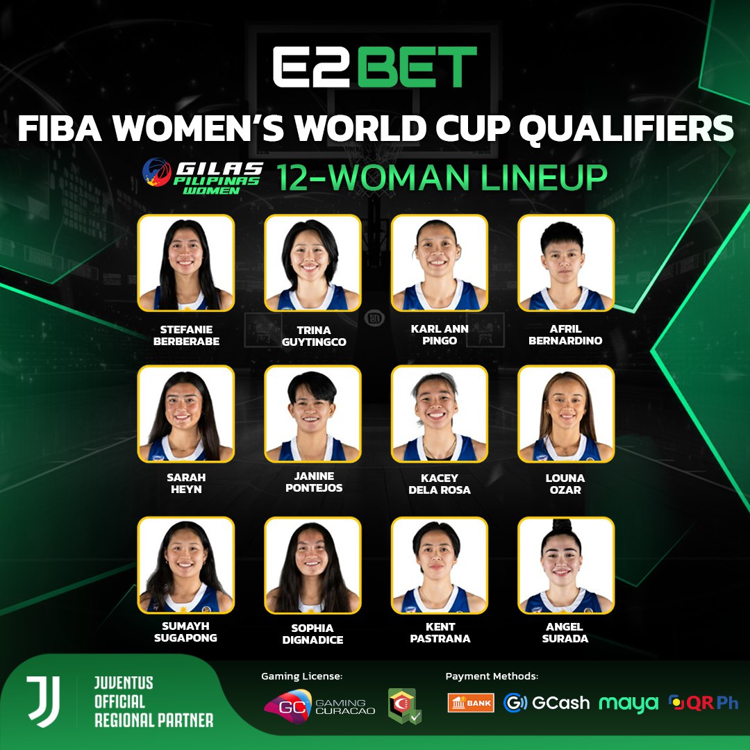 e2betph's tweet photo. GILAS WOMEN👑
LABAN, GILAS WOMEN 🇵🇭⛹️♀️
Get to know the 12-woman Gilas Pilipinas Women lineup set to represent the Philippines in the FIBA Women’s Basketball World Cup Qualifying Tournament in Lyon-Villeurbanne, France! 🏀🔥
#gilaspilipinas #fibawc #gilaswomen #e2sports https://t.co/pGr4538GbY