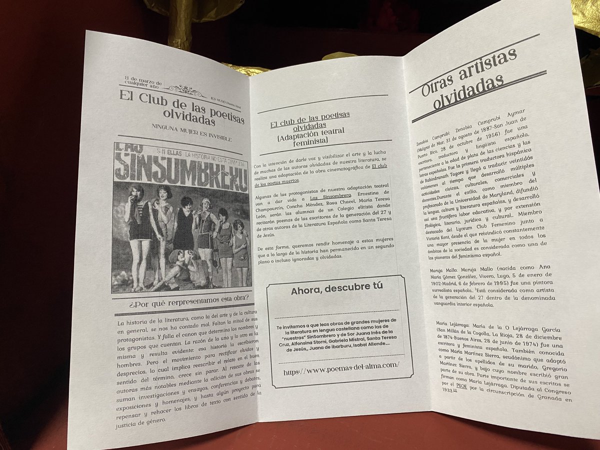 IESMuro's tweet photo. Con motivo del 8M, se ha representado la obra de El club de las Poetisas olvidadas. Esta adaptación feminista de la versión cinematográfica de El club de los Poetas Muertos ha querido poner voz a mujeres no reconocidas por la historia de la Literatura. https://t.co/5oLyA3vROQ