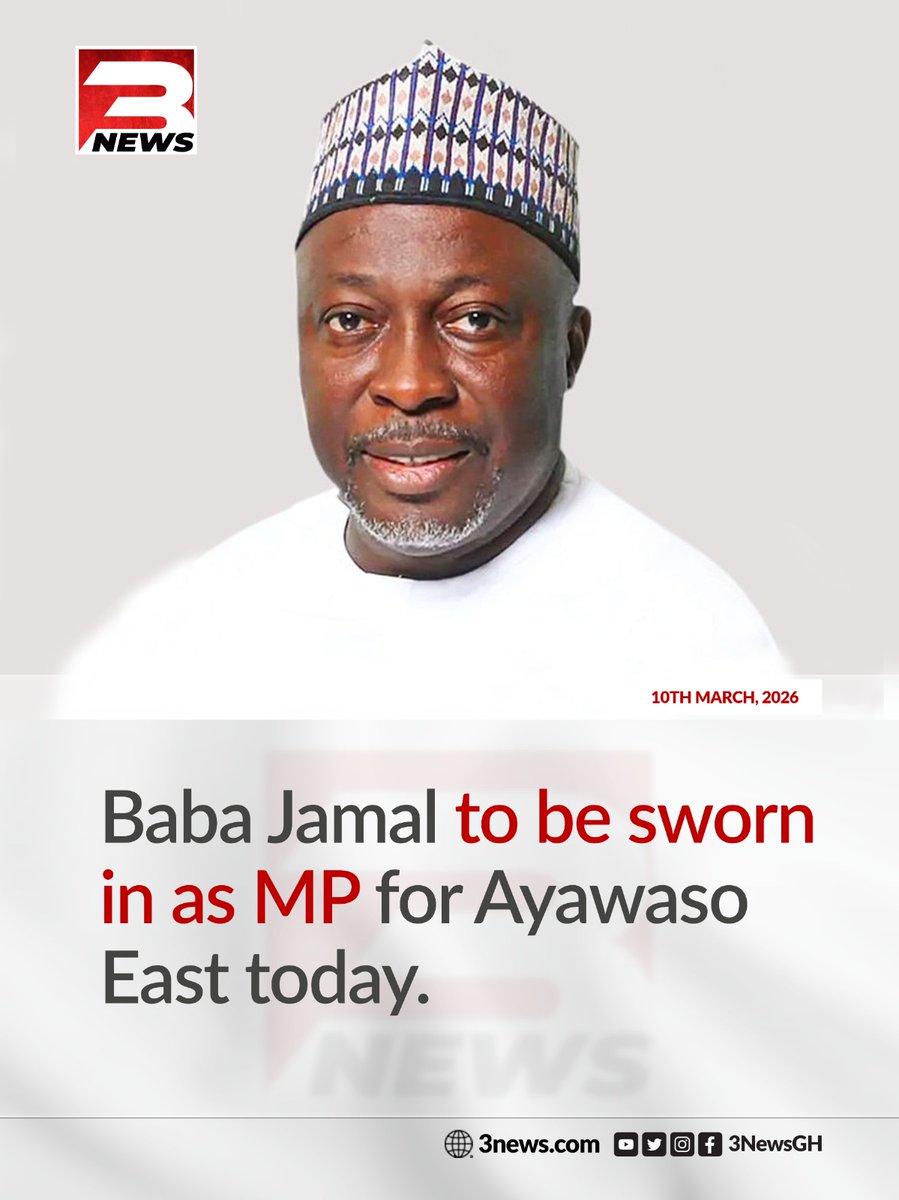 The Member of Parliament-elect for the Ayawaso East Constituency, Baba Jamal, is expected to be sworn into office on today, March 10.

#3NewsGH #TV3GH