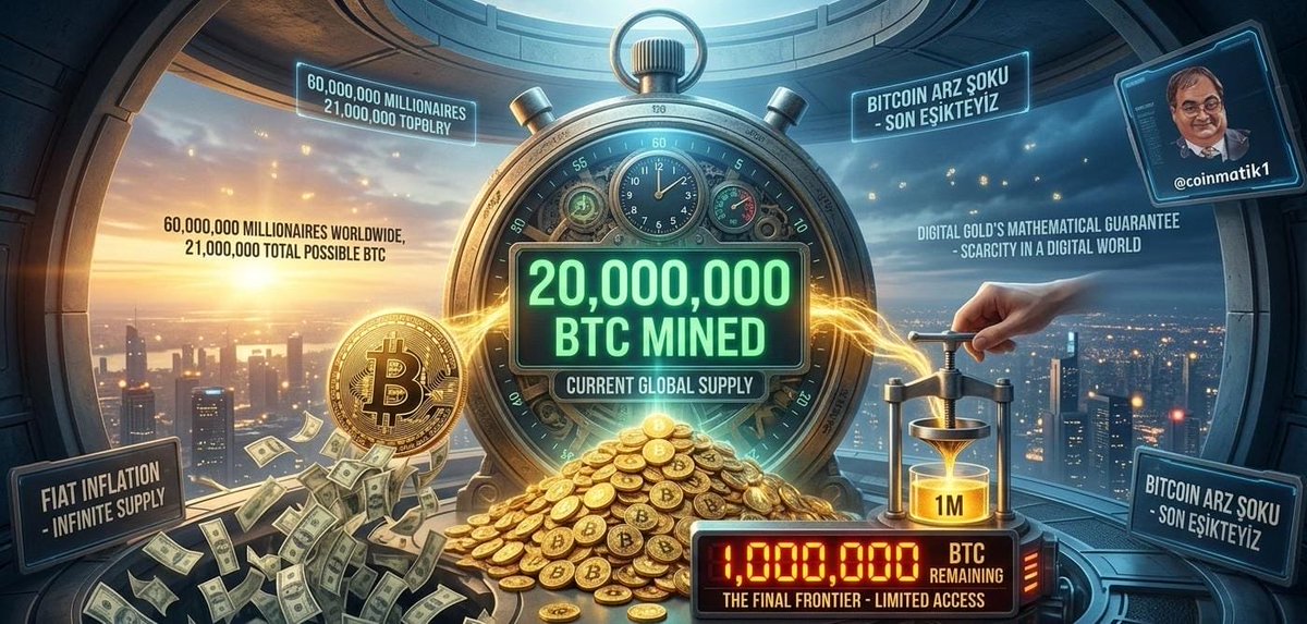 Dostlar Tarihi bir eşiği daha aştık! 

Üretilen #Bitcoin sayısı an itibarıyla tam 20 milyona ulaştı. 

Bunun ne anlama geldiğini biliyor musunuz? Koskoca dünya için geriye kazılabilecek sadece 1 milyon adet #BTC kaldı! Sınırsızca basılıp her gün enflasyonla eriyen kağıt paraların