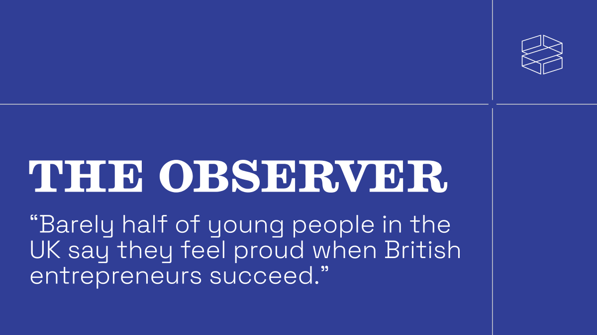 EnterpriseBrit's tweet photo. 📊 Polling we commissioned from @YouGov shows 18-to-24 year olds are less likely to feel proud when a British entrepreneur succeeds than any other age group.

@mattbish explores how we fix that gap in his latest column for @ObserverUK: https://t.co/62y5627jT5

#TimeToAct https://t.co/IBpF6W8x4M